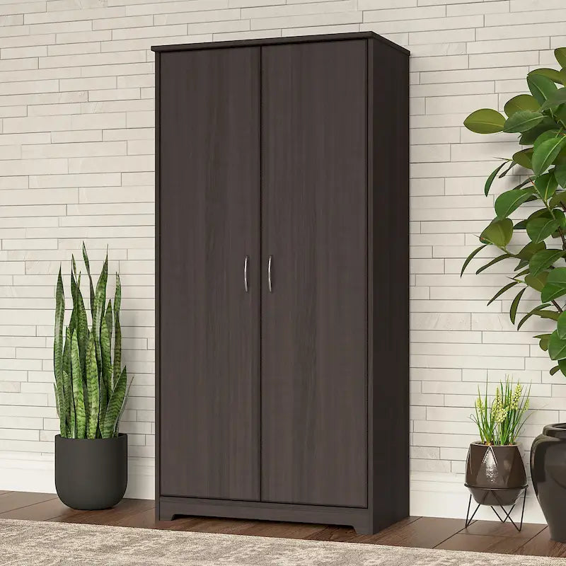 Armadietto alto a 2 ante con ripiani regolabili White / Ash Gray / Heather Gray / Modern Gray / Reclaimed Pine / Modern Walnut / Harvest Cherry / Espresso Oak per 1 persona