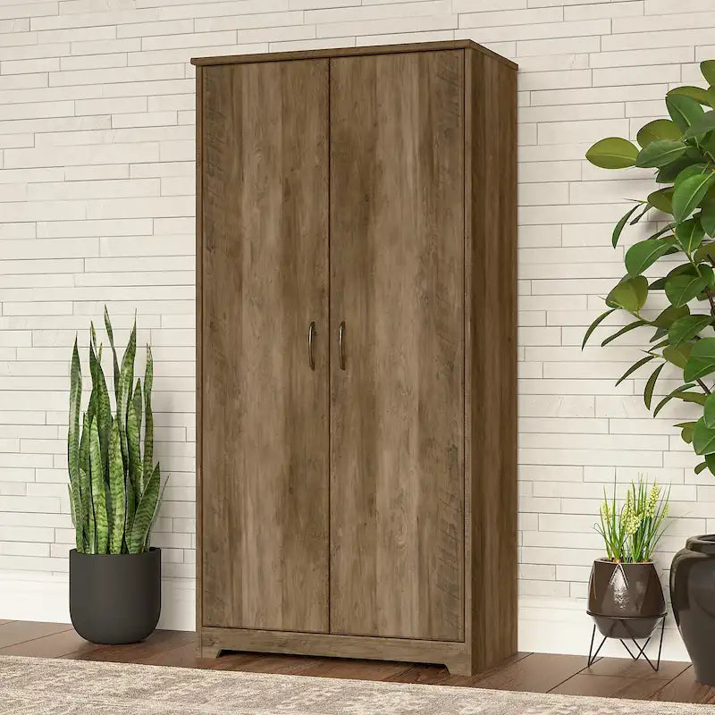 Armadietto alto a 2 ante con ripiani regolabili White / Ash Gray / Heather Gray / Modern Gray / Reclaimed Pine / Modern Walnut / Harvest Cherry / Espresso Oak per 1 persona