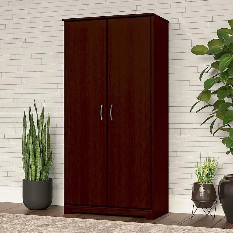 Armadietto alto a 2 ante con ripiani regolabili White / Ash Gray / Heather Gray / Modern Gray / Reclaimed Pine / Modern Walnut / Harvest Cherry / Espresso Oak per 1 persona