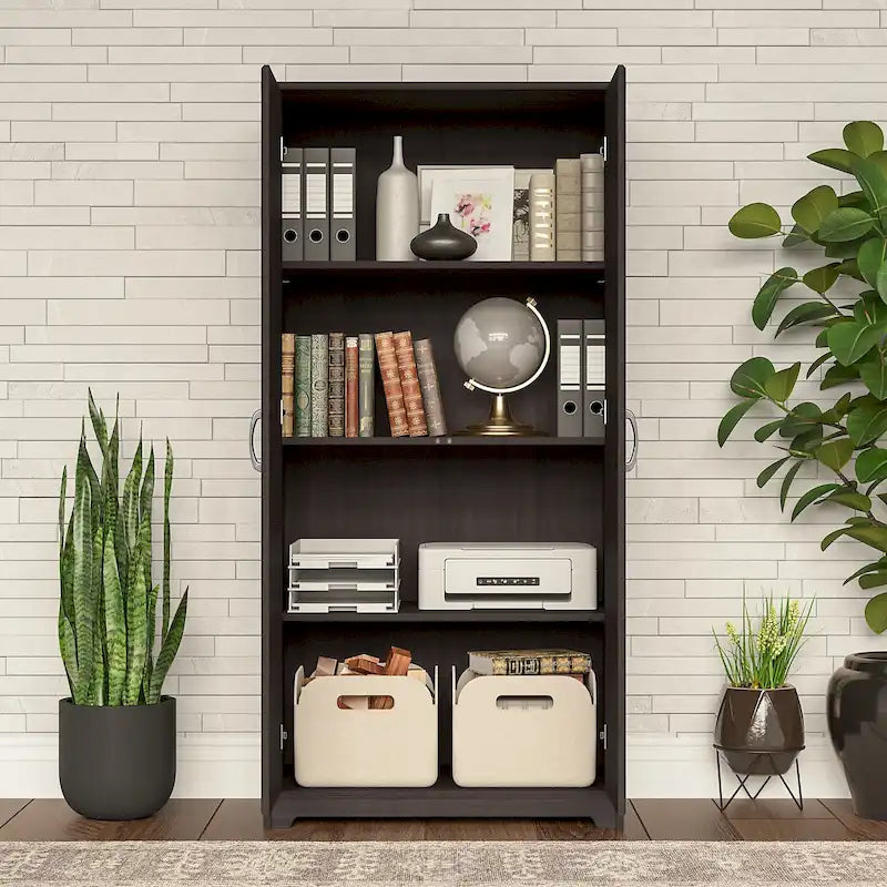 Armadietto alto a 2 ante con ripiani regolabili White / Ash Gray / Heather Gray / Modern Gray / Reclaimed Pine / Modern Walnut / Harvest Cherry / Espresso Oak per 1 persona