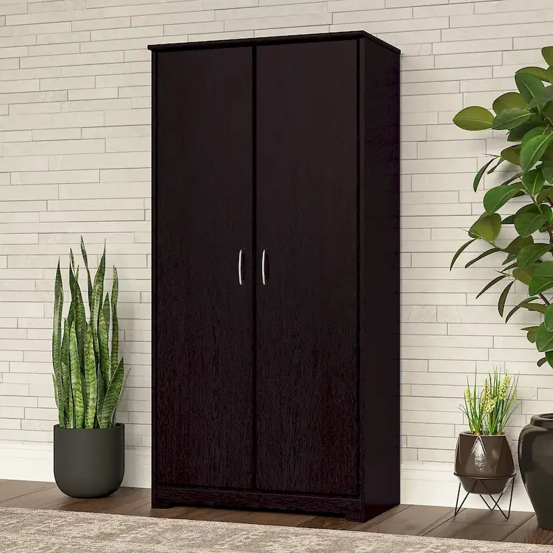 Armadietto alto a 2 ante con ripiani regolabili White / Ash Gray / Heather Gray / Modern Gray / Reclaimed Pine / Modern Walnut / Harvest Cherry / Espresso Oak per 1 persona