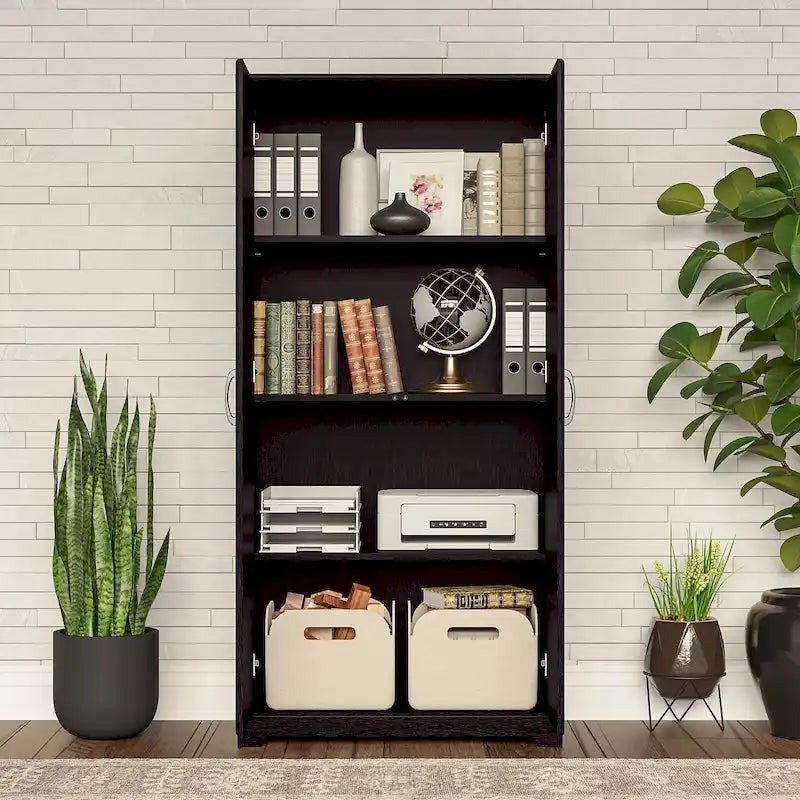 Armadietto alto a 2 ante con ripiani regolabili White / Ash Gray / Heather Gray / Modern Gray / Reclaimed Pine / Modern Walnut / Harvest Cherry / Espresso Oak per 1 persona