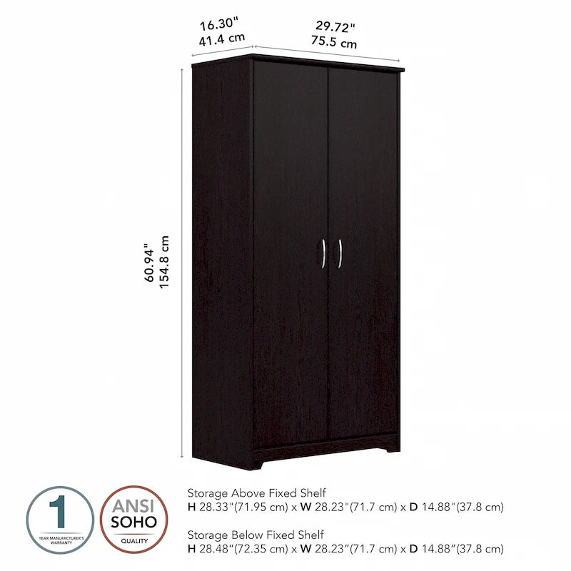 Armadietto alto a 2 ante con ripiani regolabili White / Ash Gray / Heather Gray / Modern Gray / Reclaimed Pine / Modern Walnut / Harvest Cherry / Espresso Oak per 1 persona