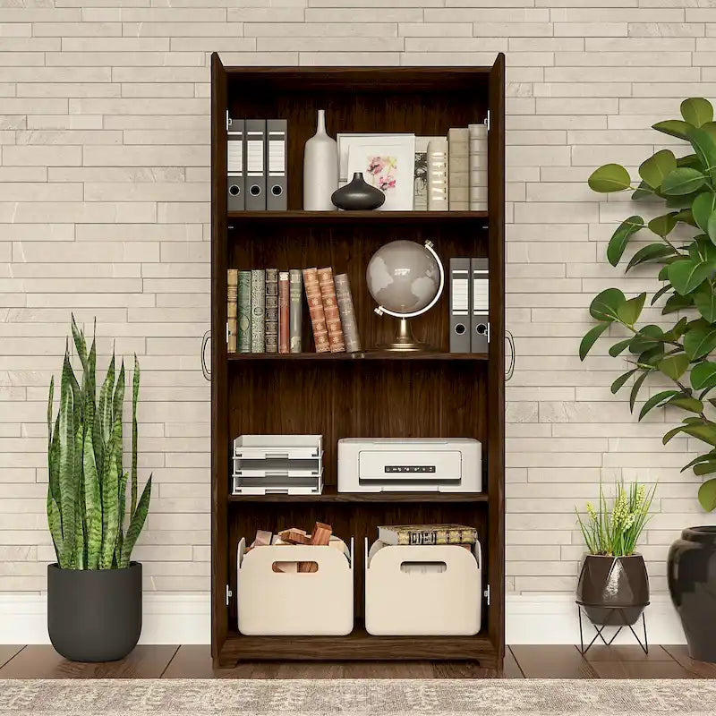 Armadietto alto a 2 ante con ripiani regolabili White / Ash Gray / Heather Gray / Modern Gray / Reclaimed Pine / Modern Walnut / Harvest Cherry / Espresso Oak per 1 persona
