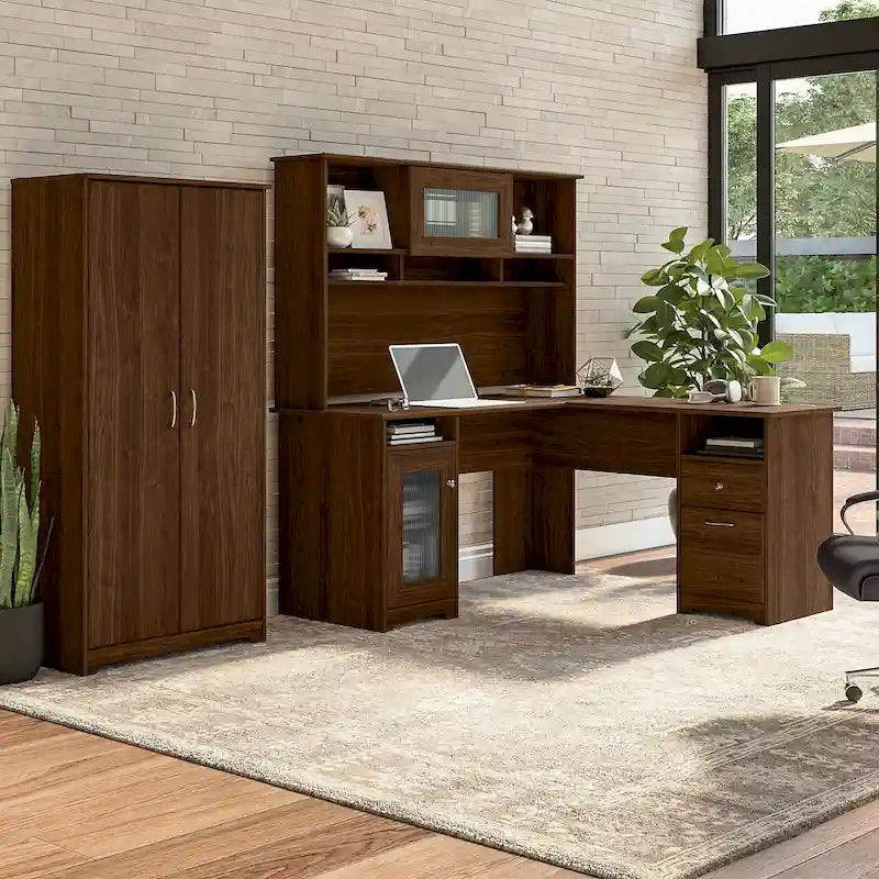 Armadietto alto a 2 ante con ripiani regolabili White / Ash Gray / Heather Gray / Modern Gray / Reclaimed Pine / Modern Walnut / Harvest Cherry / Espresso Oak per 1 persona