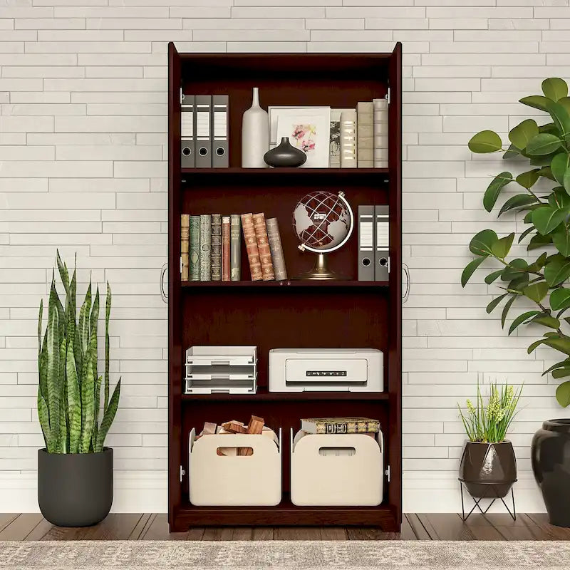 Armadietto alto a 2 ante con ripiani regolabili White / Ash Gray / Heather Gray / Modern Gray / Reclaimed Pine / Modern Walnut / Harvest Cherry / Espresso Oak per 1 persona