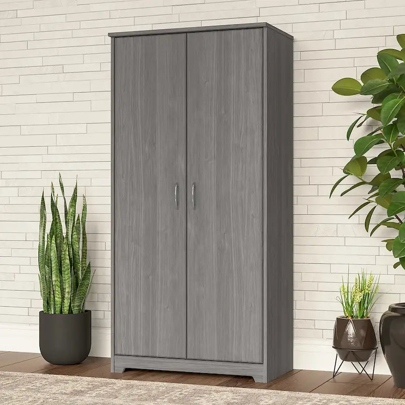 Armadietto alto a 2 ante con ripiani regolabili White / Ash Gray / Heather Gray / Modern Gray / Reclaimed Pine / Modern Walnut / Harvest Cherry / Espresso Oak per 1 persona