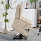 Poltrona Reclinabile Elettrica Doppia con Motore, con Funzione Alzapersona, Riscaldamento, Massaggio e Cuscino Lombare, in Crema / Grigio / Beige / Marrone, per 1 Persona