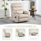 Poltrona Reclinabile Elettrica Doppia con Motore, con Funzione Alzapersona, Riscaldamento, Massaggio e Cuscino Lombare, in Crema / Grigio / Beige / Marrone, per 1 Persona