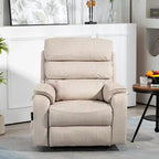 Poltrona Reclinabile Elettrica Doppia con Motore, con Funzione Alzapersona, Riscaldamento, Massaggio e Cuscino Lombare, in Crema / Grigio / Beige / Marrone, per 1 Persona