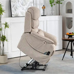 Poltrona Reclinabile Elettrica Doppia con Motore, con Funzione Alzapersona, Riscaldamento, Massaggio e Cuscino Lombare, in Crema / Grigio / Beige / Marrone, per 1 Persona