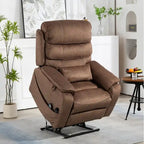 Poltrona Reclinabile Elettrica Doppia con Motore, con Funzione Alzapersona, Riscaldamento, Massaggio e Cuscino Lombare, in Crema / Grigio / Beige / Marrone, per 1 Persona