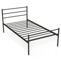 Letto a piattaforma singolo in metallo nero/argento con testiera e pediera