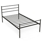 Letto a piattaforma singolo in metallo nero/argento con testiera e pediera