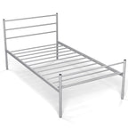 Letto a piattaforma singolo in metallo nero/argento con testiera e pediera