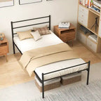 Letto a piattaforma singolo in metallo nero/argento con testiera e pediera