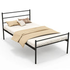 Letto a piattaforma singolo in metallo nero/argento con testiera e pediera