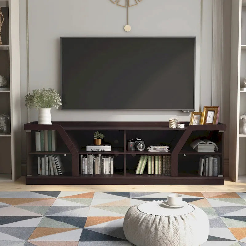 Mobile TV contemporaneo espresso con contenitore, adatto a TV fino a 68"
