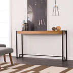 Rovere Bruciato / Grigio Invecchiato / Tabacco Scuro / Grigio Moka / Tavolino Consolle Industriale Stretto Nero in MDF per 1 Persona