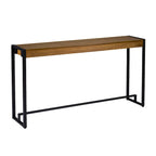 Rovere Bruciato / Grigio Invecchiato / Tabacco Scuro / Grigio Moka / Tavolino Consolle Industriale Stretto Nero in MDF per 1 Persona