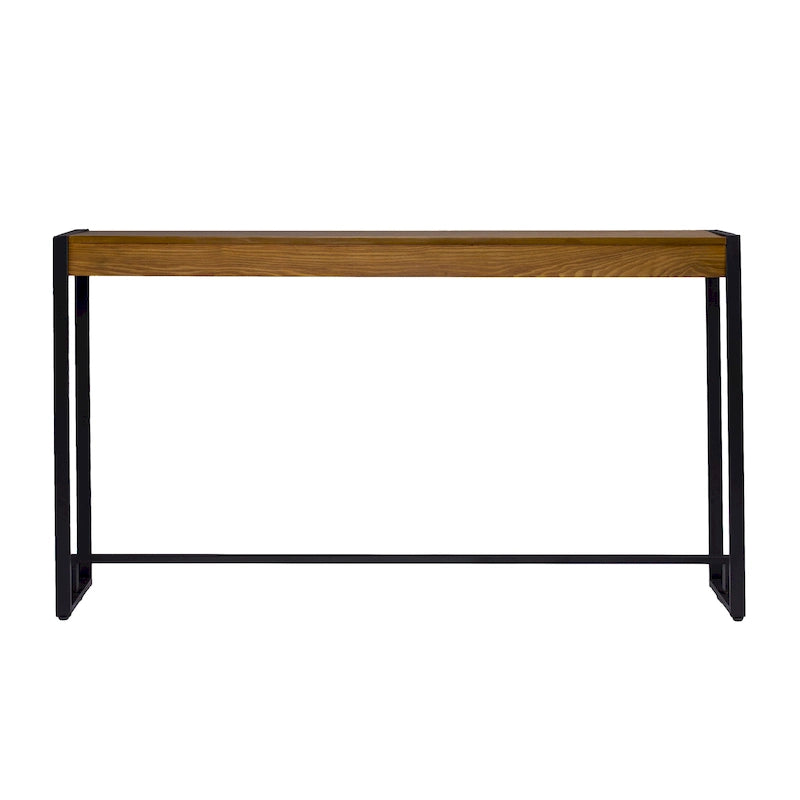 Rovere Bruciato / Grigio Invecchiato / Tabacco Scuro / Grigio Moka / Tavolino Consolle Industriale Stretto Nero in MDF per 1 Persona