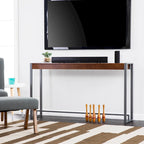 Rovere Bruciato / Grigio Invecchiato / Tabacco Scuro / Grigio Moka / Tavolino Consolle Industriale Stretto Nero in MDF per 1 Persona