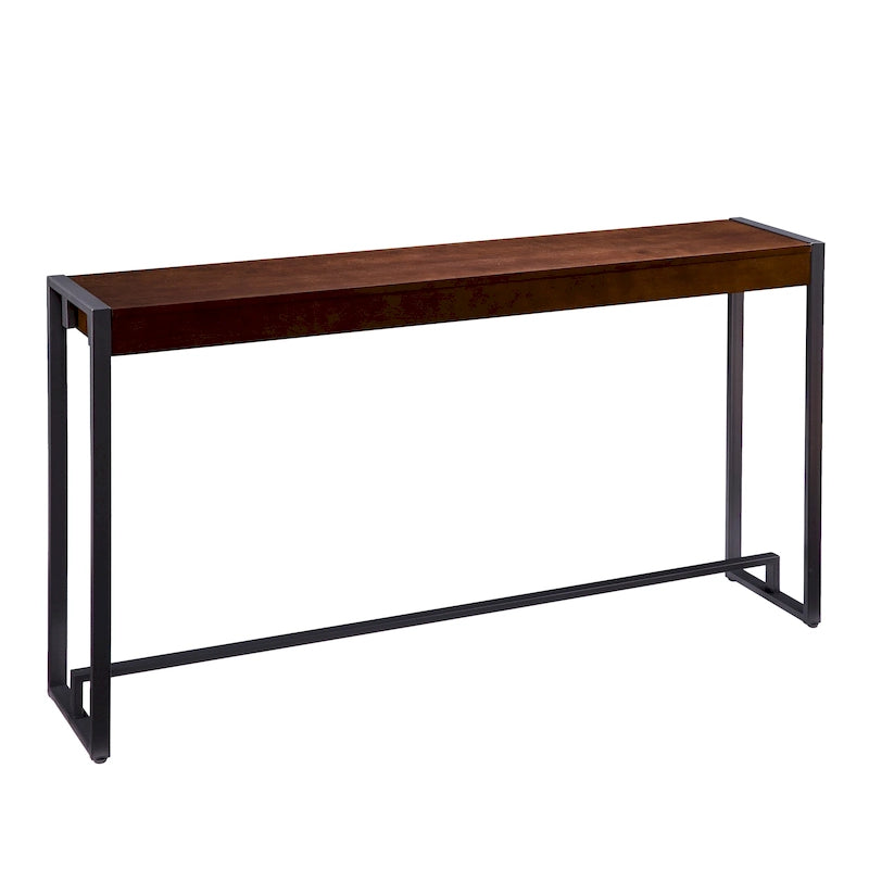 Rovere Bruciato / Grigio Invecchiato / Tabacco Scuro / Grigio Moka / Tavolino Consolle Industriale Stretto Nero in MDF per 1 Persona