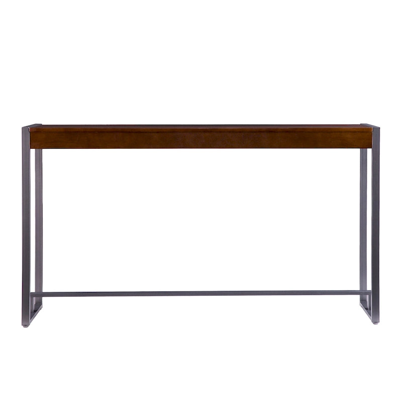 Rovere Bruciato / Grigio Invecchiato / Tabacco Scuro / Grigio Moka / Tavolino Consolle Industriale Stretto Nero in MDF per 1 Persona