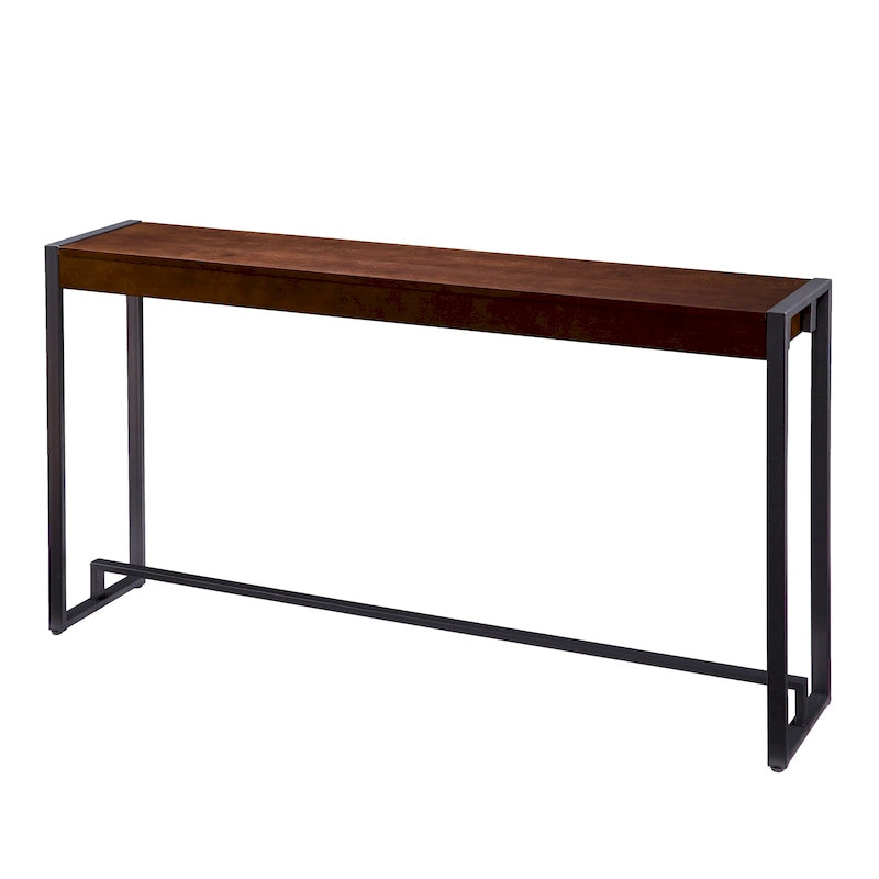 Rovere Bruciato / Grigio Invecchiato / Tabacco Scuro / Grigio Moka / Tavolino Consolle Industriale Stretto Nero in MDF per 1 Persona