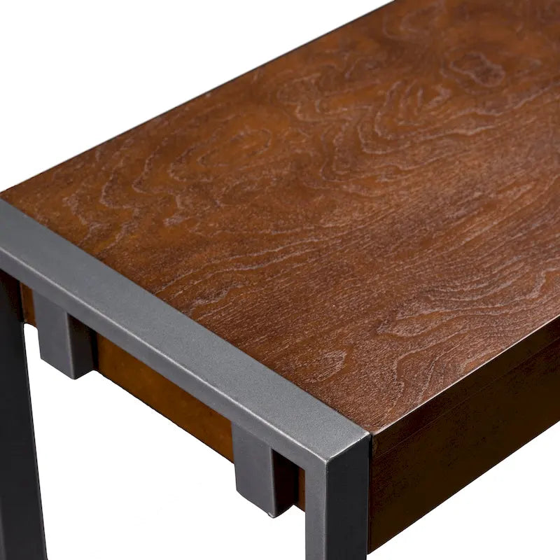 Rovere Bruciato / Grigio Invecchiato / Tabacco Scuro / Grigio Moka / Tavolino Consolle Industriale Stretto Nero in MDF per 1 Persona