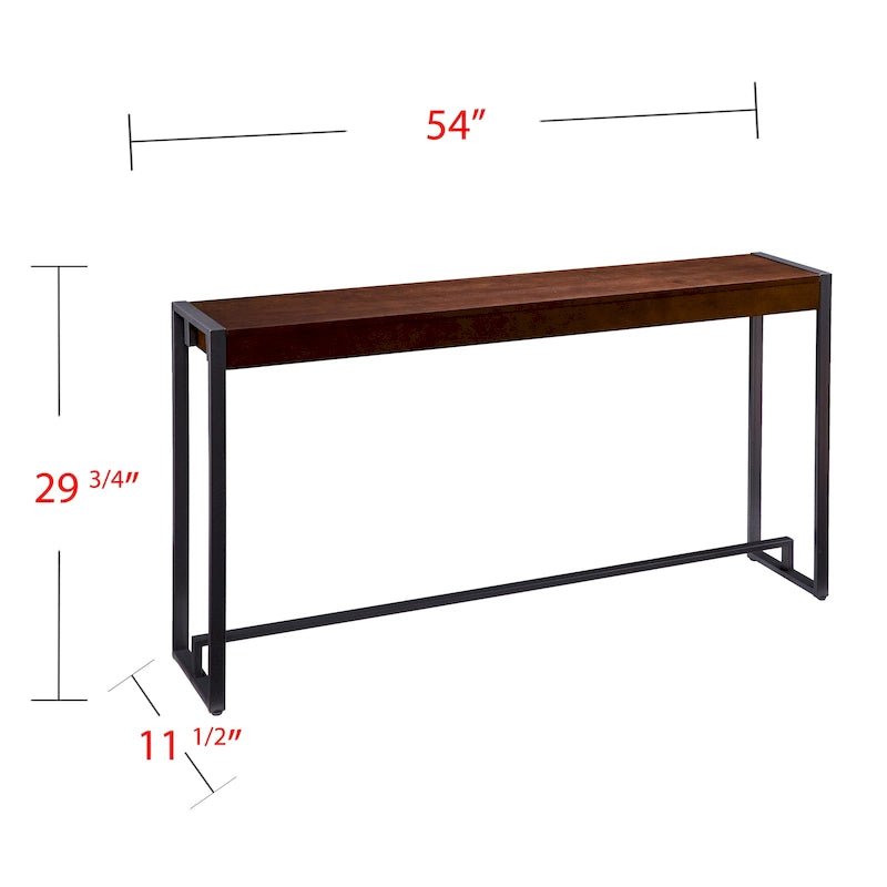 Rovere Bruciato / Grigio Invecchiato / Tabacco Scuro / Grigio Moka / Tavolino Consolle Industriale Stretto Nero in MDF per 1 Persona