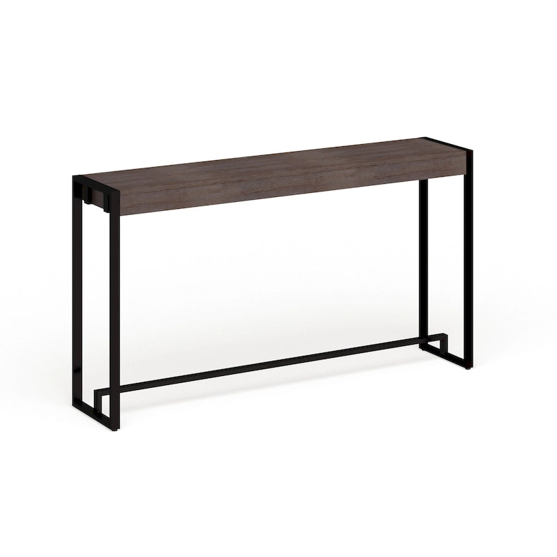 Rovere Bruciato / Grigio Invecchiato / Tabacco Scuro / Grigio Moka / Tavolino Consolle Industriale Stretto Nero in MDF per 1 Persona