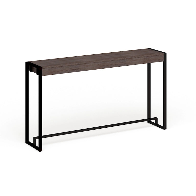 Rovere Bruciato / Grigio Invecchiato / Tabacco Scuro / Grigio Moka / Tavolino Consolle Industriale Stretto Nero in MDF per 1 Persona