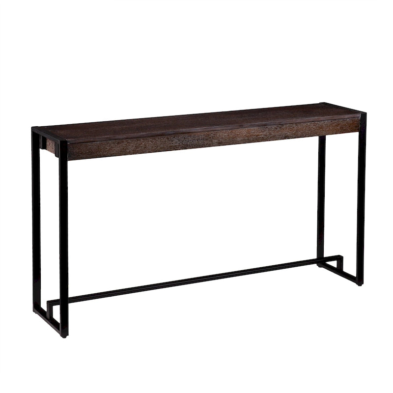 Rovere Bruciato / Grigio Invecchiato / Tabacco Scuro / Grigio Moka / Tavolino Consolle Industriale Stretto Nero in MDF per 1 Persona