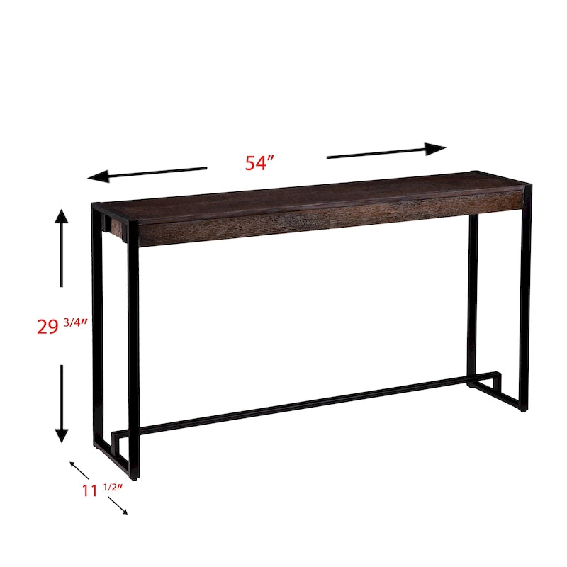 Rovere Bruciato / Grigio Invecchiato / Tabacco Scuro / Grigio Moka / Tavolino Consolle Industriale Stretto Nero in MDF per 1 Persona
