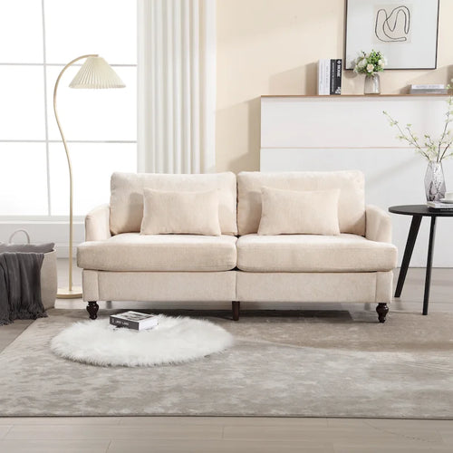 Divanetto moderno in ciniglia beige / nero / arancio scuro / grigio / rosso vino / verde smeraldo per 2 persone