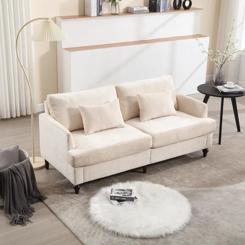 Divanetto moderno in ciniglia beige / nero / arancio scuro / grigio / rosso vino / verde smeraldo per 2 persone