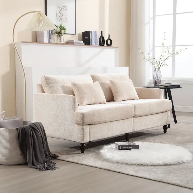 Divanetto moderno in ciniglia beige / nero / arancio scuro / grigio / rosso vino / verde smeraldo per 2 persone