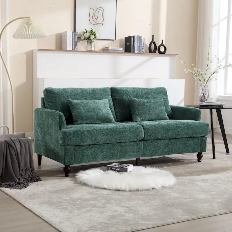 Divanetto moderno in ciniglia beige / nero / arancio scuro / grigio / rosso vino / verde smeraldo per 2 persone