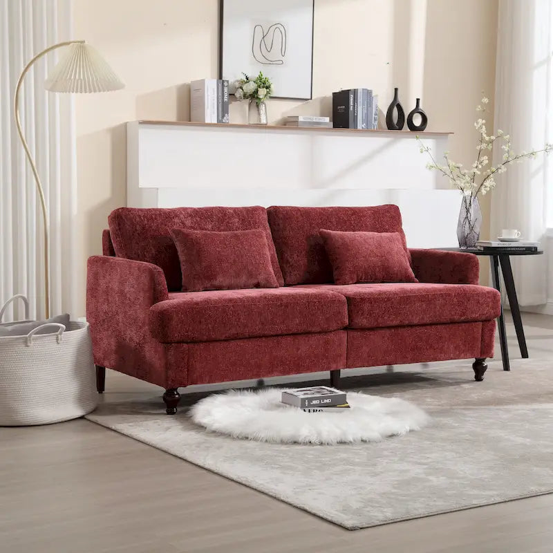 Divanetto moderno in ciniglia beige / nero / arancio scuro / grigio / rosso vino / verde smeraldo per 2 persone
