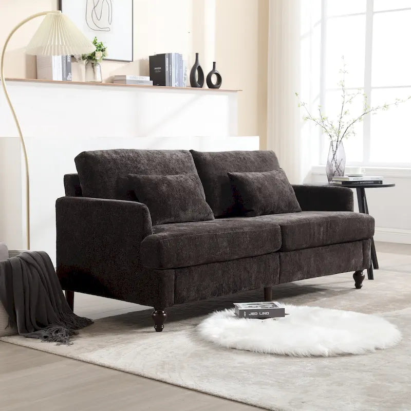 Divanetto moderno in ciniglia beige / nero / arancio scuro / grigio / rosso vino / verde smeraldo per 2 persone
