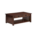Tavolino da caffè con piano sollevabile stile Mission in legno di gomma grigio antico/rovere scuro con ripiano inferiore per 1 persona