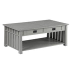 Tavolino da caffè con piano sollevabile stile Mission in legno di gomma grigio antico/rovere scuro con ripiano inferiore per 1 persona