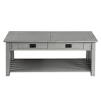 Tavolino da caffè con piano sollevabile stile Mission in legno di gomma grigio antico/rovere scuro con ripiano inferiore per 1 persona