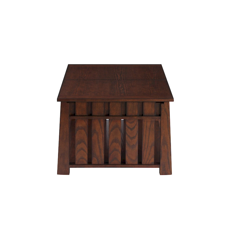 Tavolino da caffè con piano sollevabile stile Mission in legno di gomma grigio antico/rovere scuro con ripiano inferiore per 1 persona