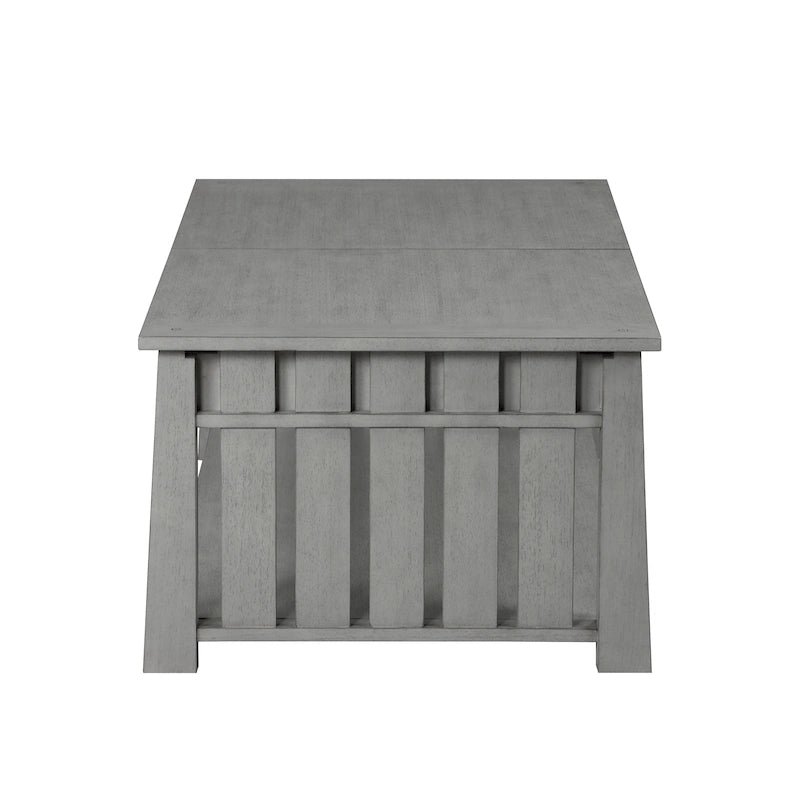 Tavolino da caffè con piano sollevabile stile Mission in legno di gomma grigio antico/rovere scuro con ripiano inferiore per 1 persona