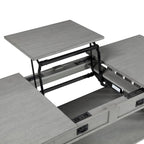 Tavolino da caffè con piano sollevabile stile Mission in legno di gomma grigio antico/rovere scuro con ripiano inferiore per 1 persona