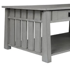 Tavolino da caffè con piano sollevabile stile Mission in legno di gomma grigio antico/rovere scuro con ripiano inferiore per 1 persona