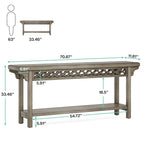 Consolle stretta da fattoria in legno massello grigio/ciliegio/marrone/grigio per 1 persona