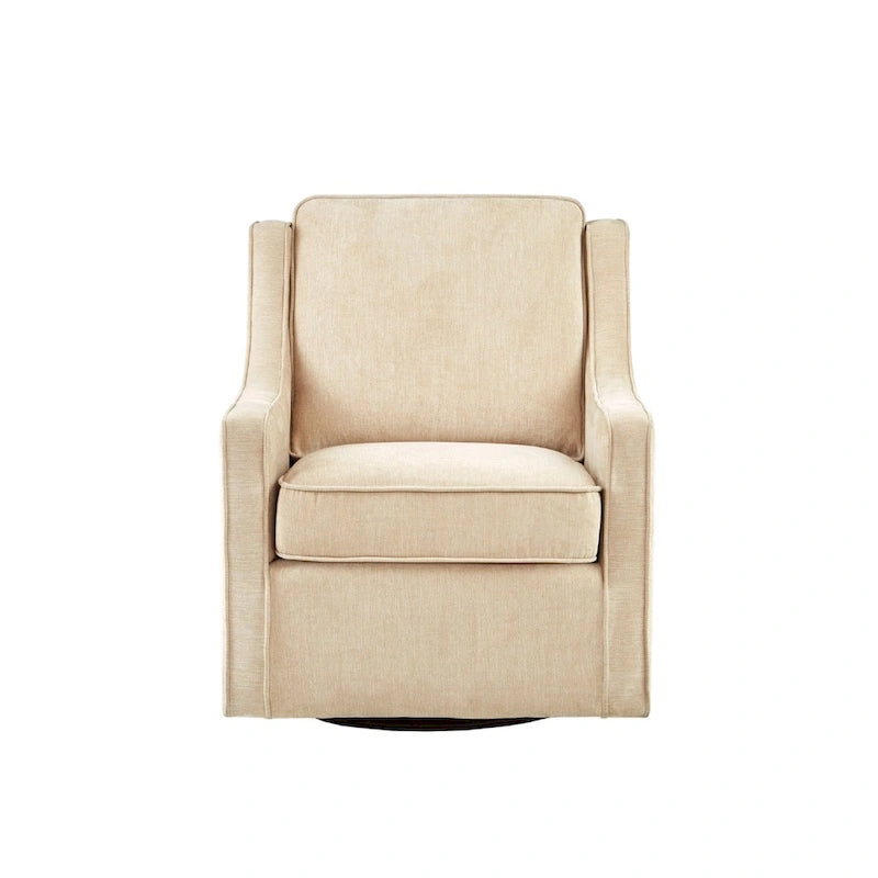 Poltrona girevole a 360° per 1 persona, in ciniglia crema/verde acqua tenue/grigia